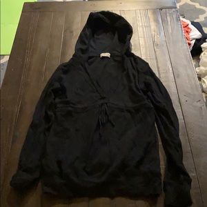 Black hooded maternity top